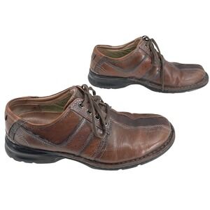 Clarks‎ Toureg Vibe Men's Brown Leather Oxford Shoes Bike Toe Size 11.5 M